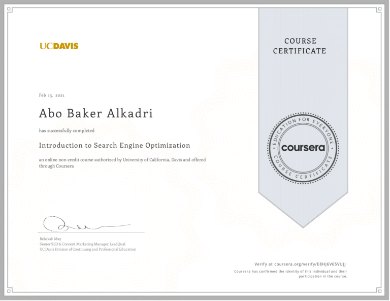 Introduction to Search Engine Optimization Certificate