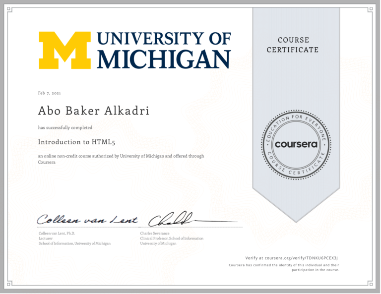 Introduction to HTML5 Certificate
