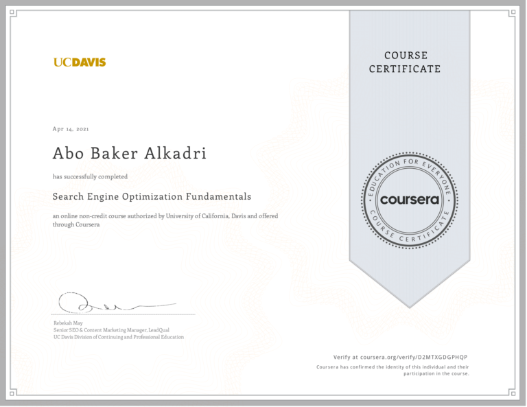 Search Engine Optimization Fundamentals Certificate