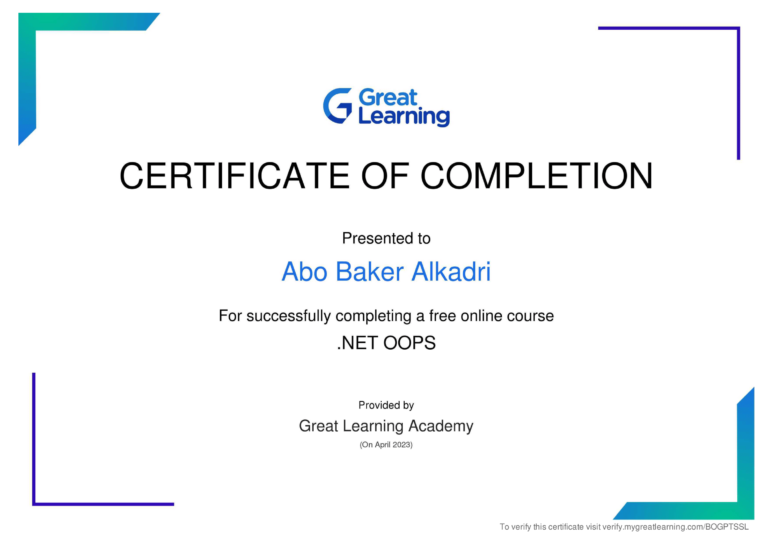 Dot Net Object Oriented Programming Certificate